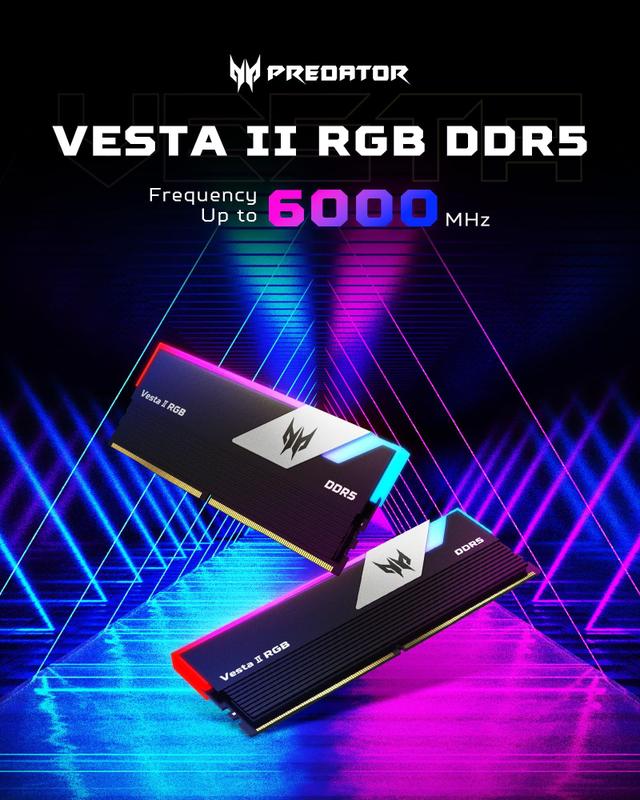 Memória RAM Acer Predator Vesta II RGB DDR5 32 GB (16 GBx2) 7200
